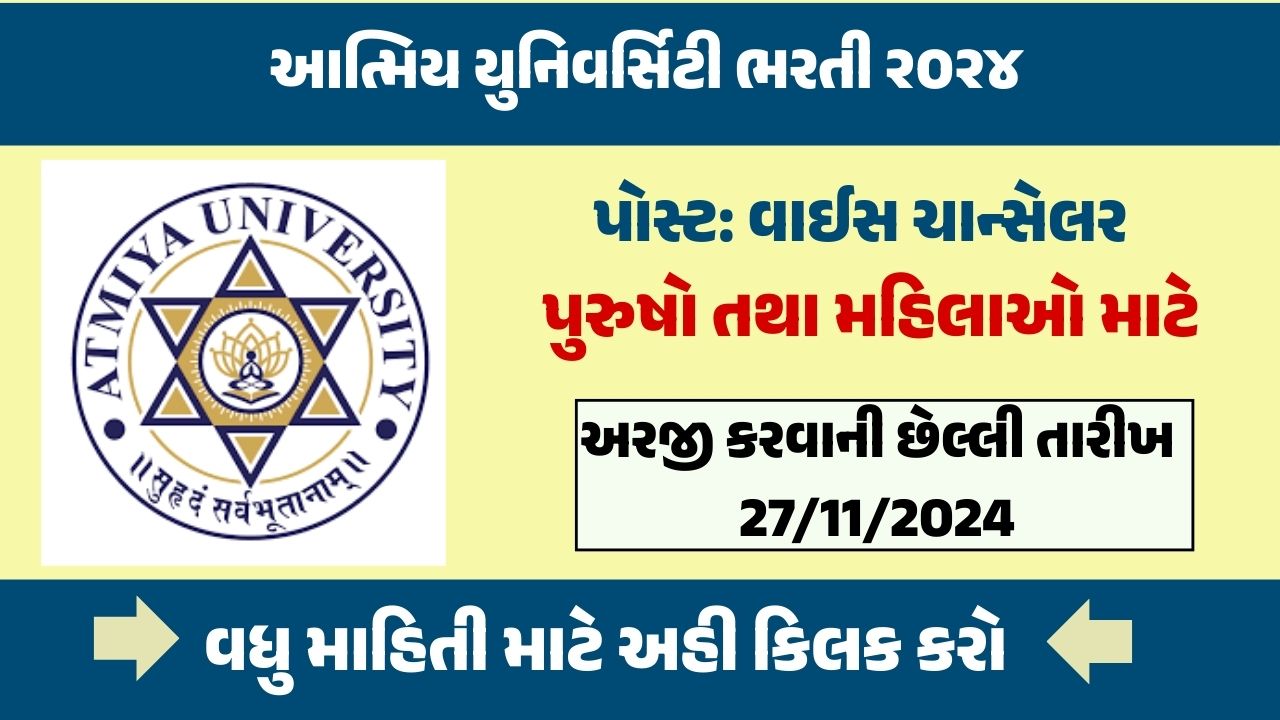 Atmiya University Recruitment 2024