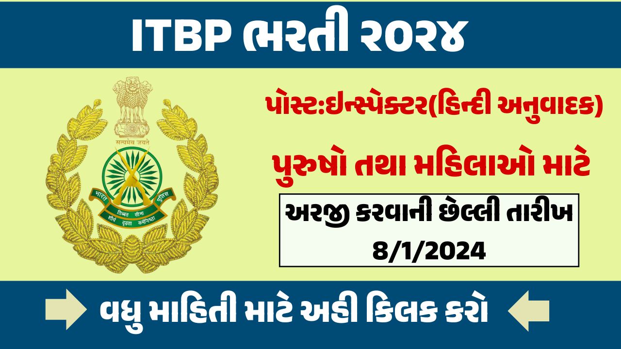 ITBP Inspector Ricruitment 2024